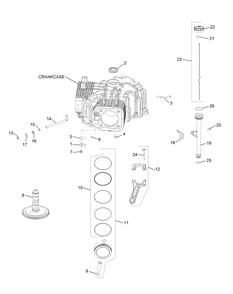Kohler Cv732-3015 Crankcase Diagram and Parts List for Z-FORCELZ60 (53AGD-53AGD050)(2015) Cub Cadet Lawn Tractor